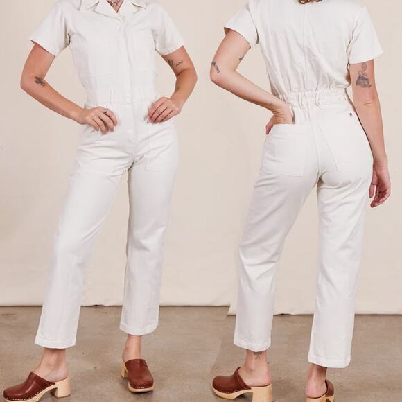 Big Bud Press Womens XS Short Sleeve Ivory Jumpsuit Workwear Front